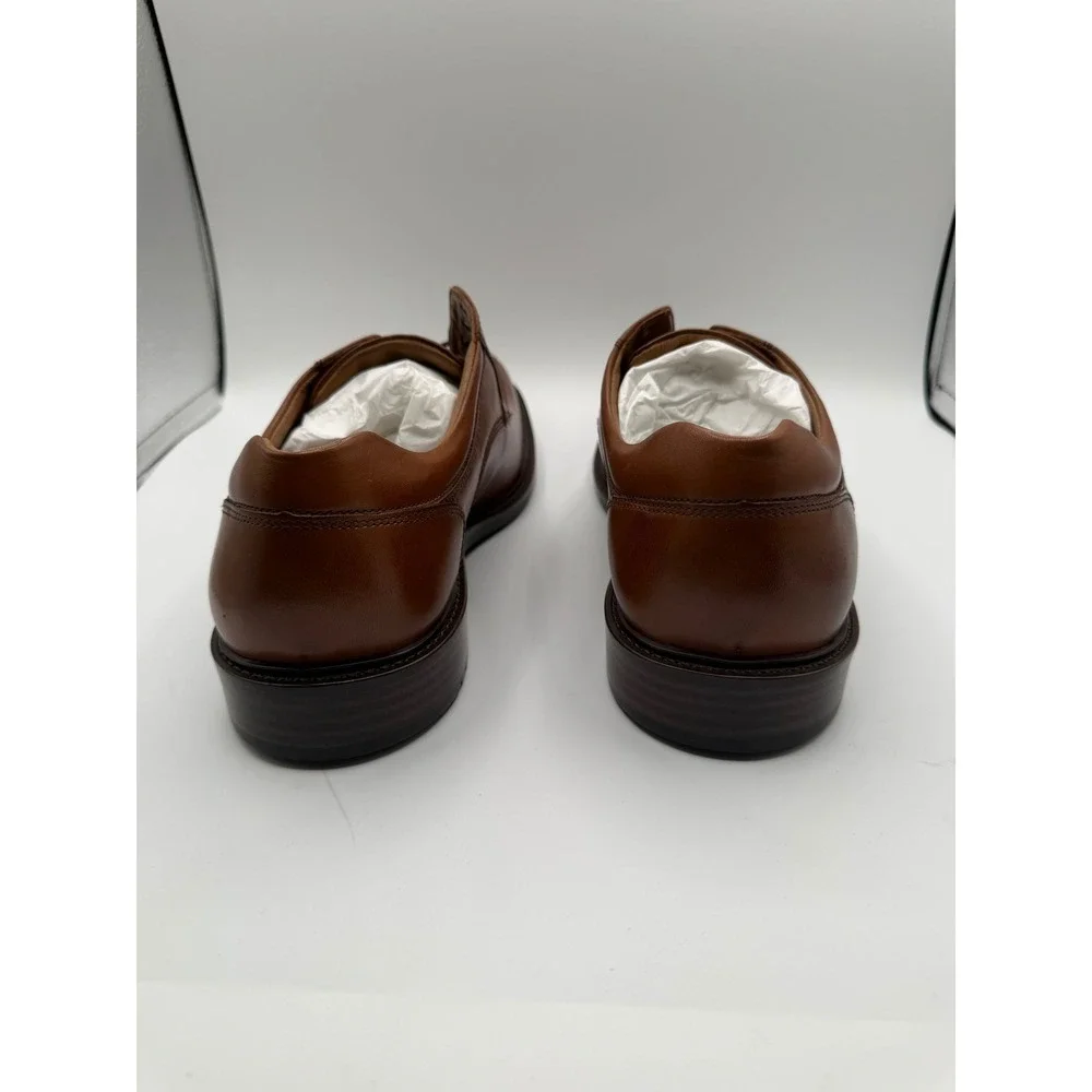 Johnston &‎ Murphy Mens Tan Leather Bicycle Toe Oxford Dress Shoes Brown Lace Up